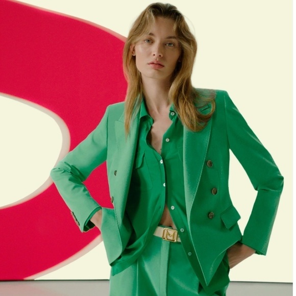 MARELLA Affetto By Max Mara Women’s Double Breasted Blazer Bright Green NWT $535 - Picture 16 of 16